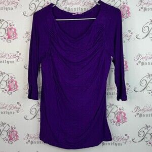 Smart Set long sleeve draping drape style royal Deep Purple Women's Blouse